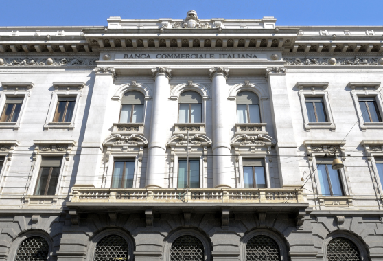 Facade of Palazzo Beltrami (formerly the headquarters of Banca Commerciale Italiana)