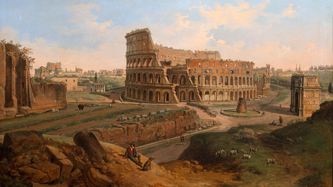 Duchateau Des Tours,Veduta del Colosseo con l'Arco di Costantino, ultimo quarto del XVIII sec, Collezione Intesa Sanpaoloolo, 