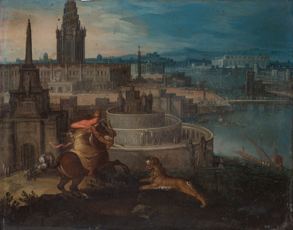 Anonimo del XVI secolo, Le sette meraviglie del mondo. Le mura di Gerico. Semiramide o Semiramide davanti alle mura di Babilonia, 1570/1579 circa, olio su rame, © Galleria Borghese / foto Mauro Coen