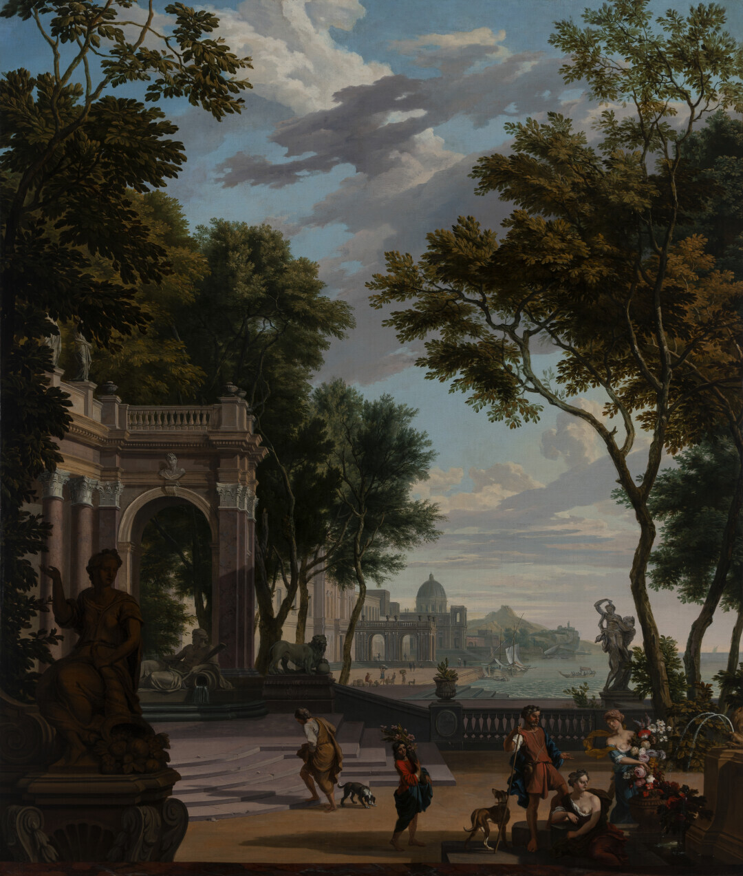 Fantasy landscape with architecture and figures