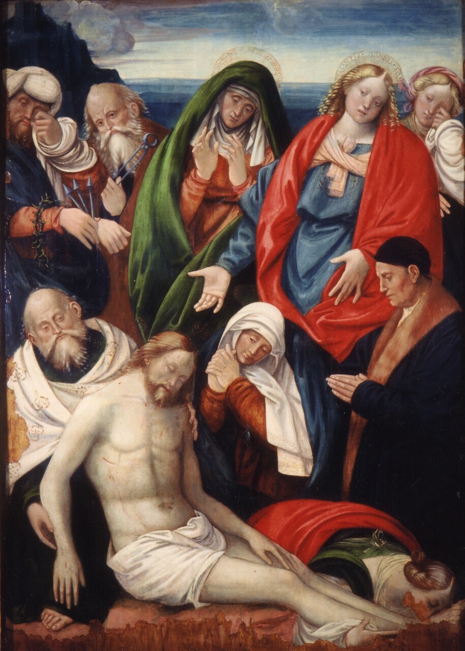 Lamentation over the dead Christ with  donor