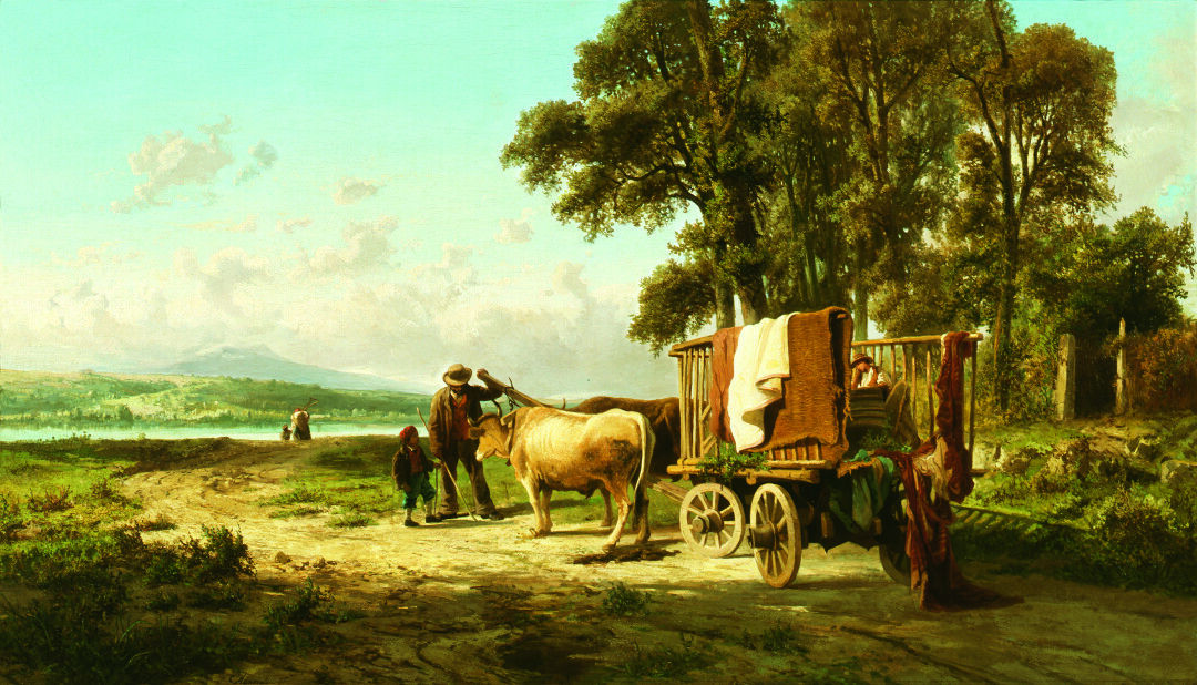 Oxen Hitched to the Cart on the Shores of Lake Annone