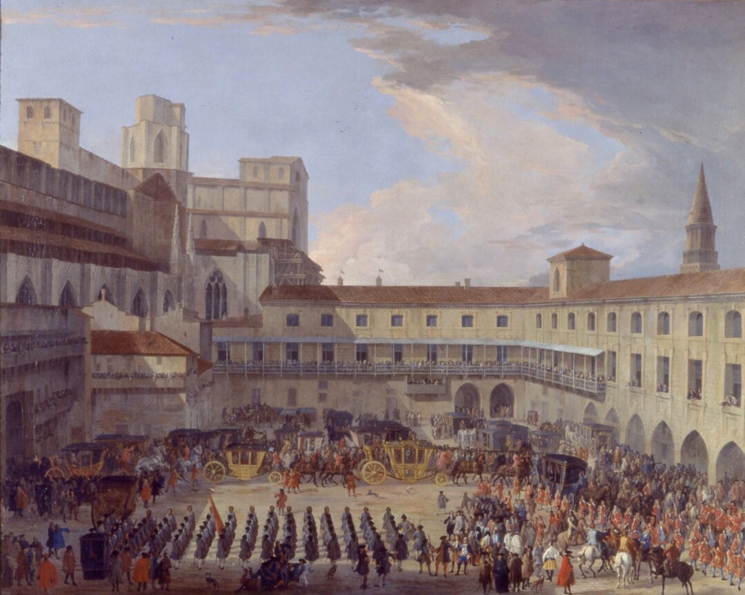 L’arrivo nel Palazzo Ducale di Milano degli oratori straordinari Alvise Pisani e Andrea da Lezze per onorare l’imperatore Carlo VI il 6 novembre 1711