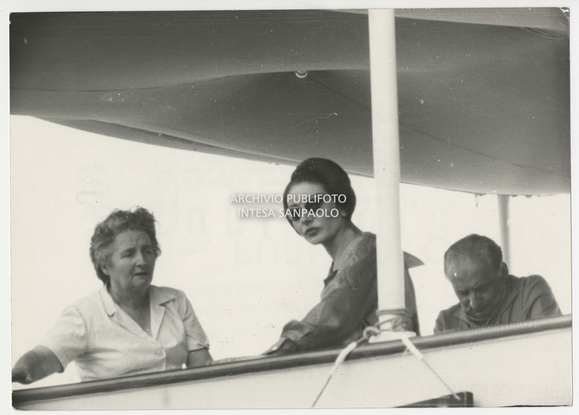 Maria Callas and her husband Giovanni Battista Meneghini on the yacht "Christina" owned by shipowner Aristotle Onassis in Capri