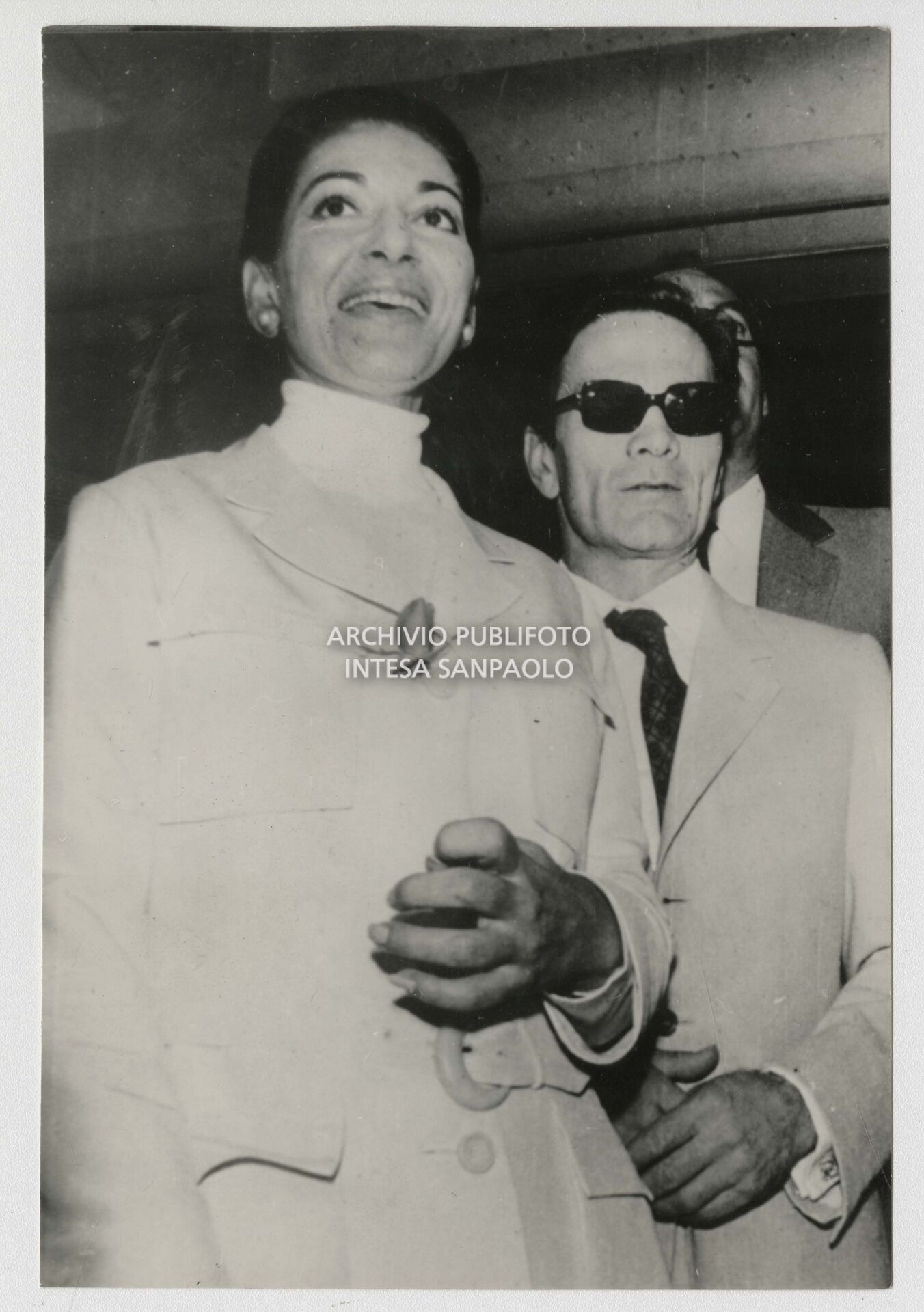 Maria Callas with Pier Paolo Pasolini at the presentation of the film Medea at the Buenos Aires Film Festival