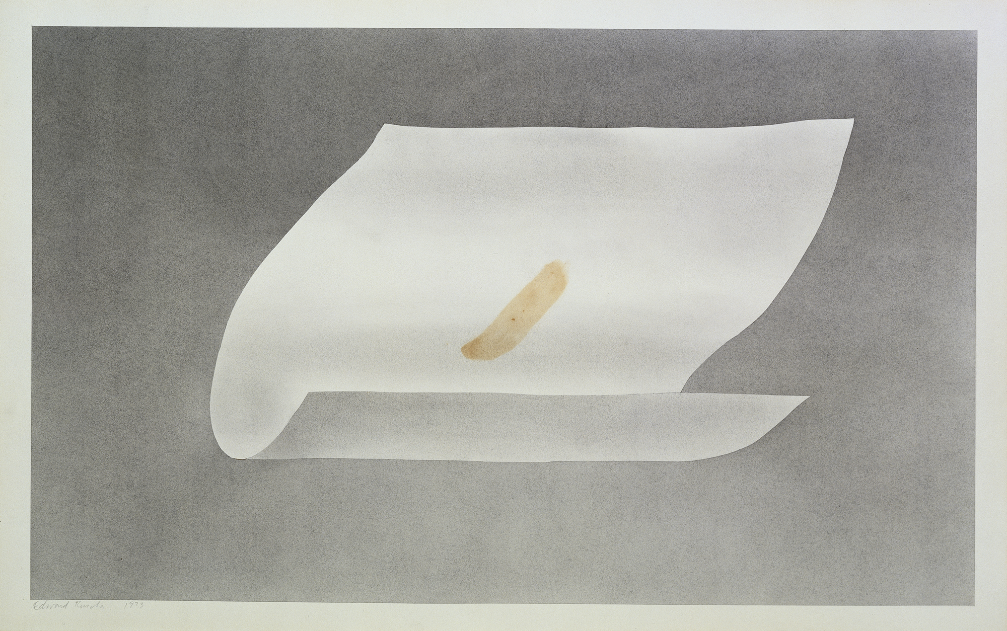 Ed Ruscha (Edward Joseph Ruscha) (Omaha, Nebraska 1937) Sheet with Strawberry Stain, 1973