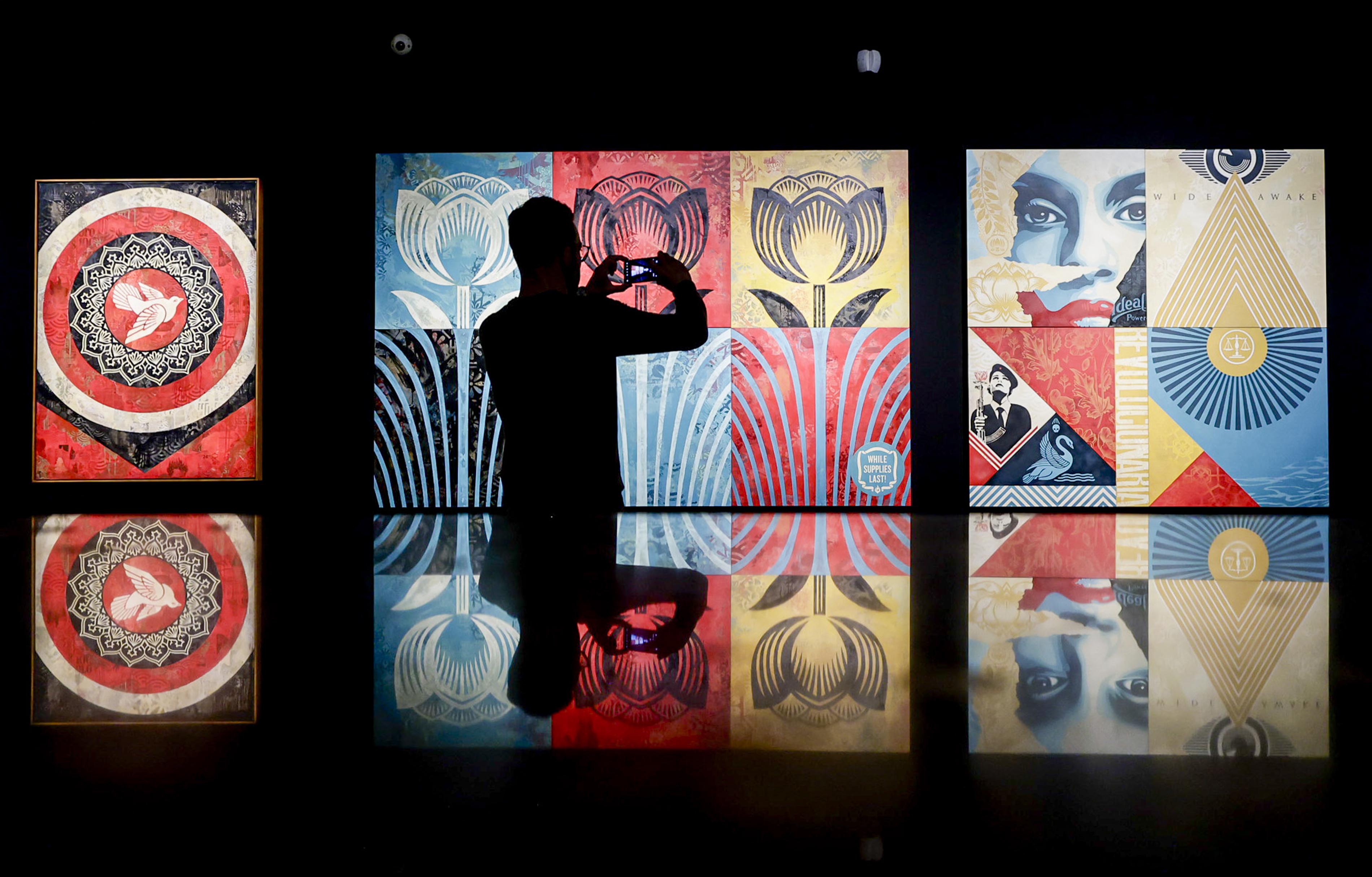 Photograph of the exhibition "OBEY: Power to the Peaceful" in Naples