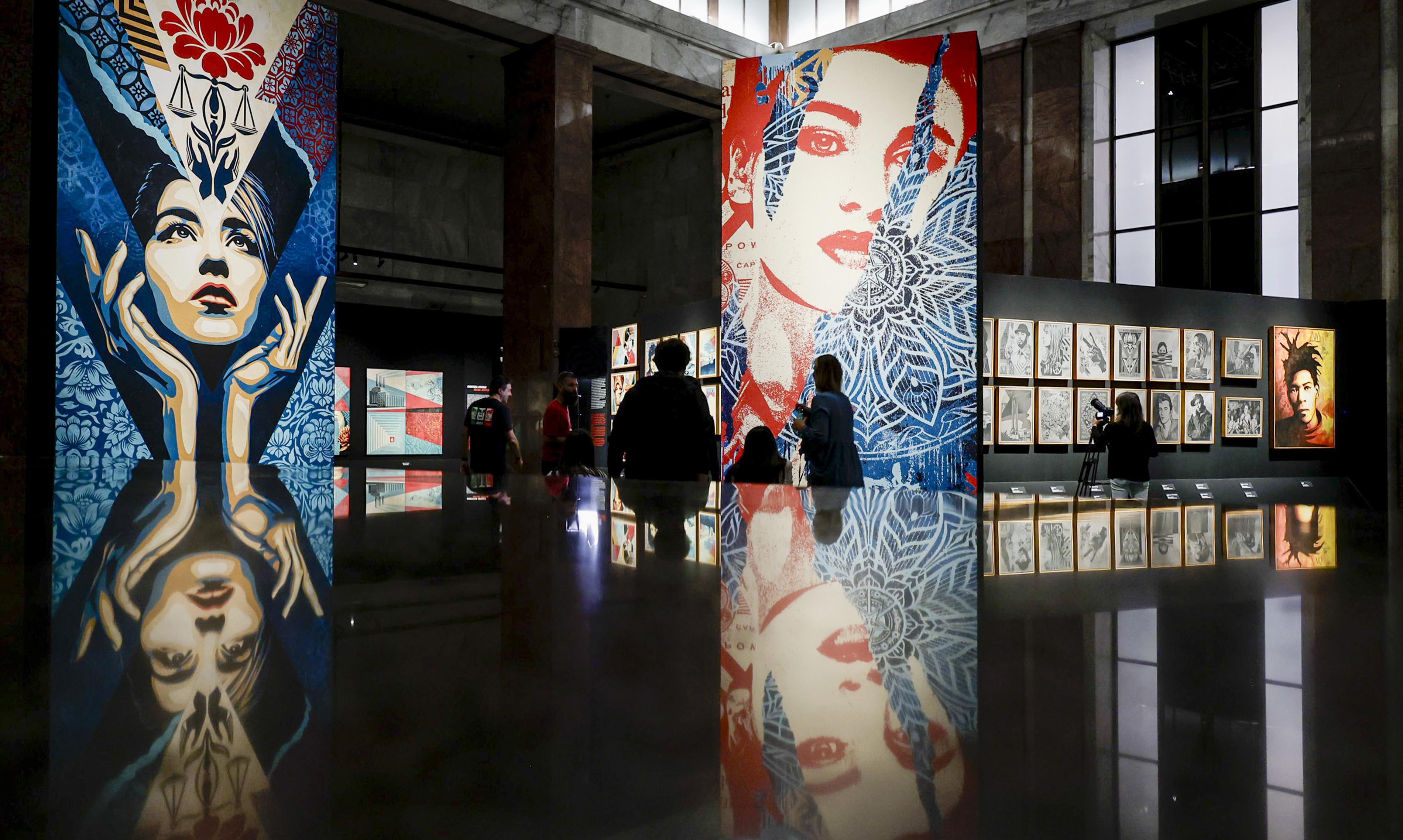 Photograph of the exhibition "OBEY: Power to the Peaceful" in Naples