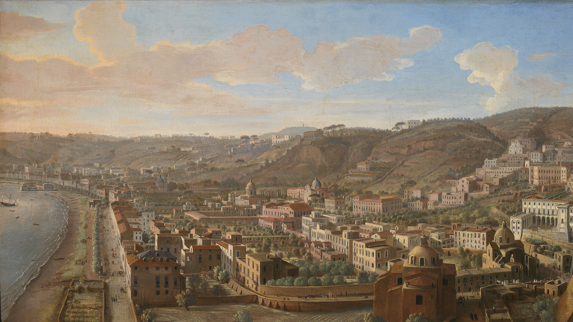 Gaspar Adriaensz van Wittel Amersfoort 1652 - Roma 1736 Veduta di Napoli con il borgo di Chiaia da Pizzofalcone (particolare)
