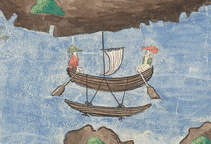 Dal manoscritto dell'Ambrosiana: Barchetta (Isole dei Ladroni), c. 16v