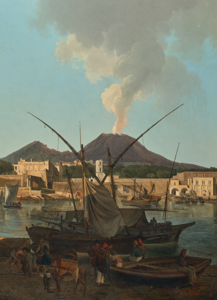 Joseph Rebell, Il porto del Granatello vicino a Portici con il Vesuvio sullo sfondo